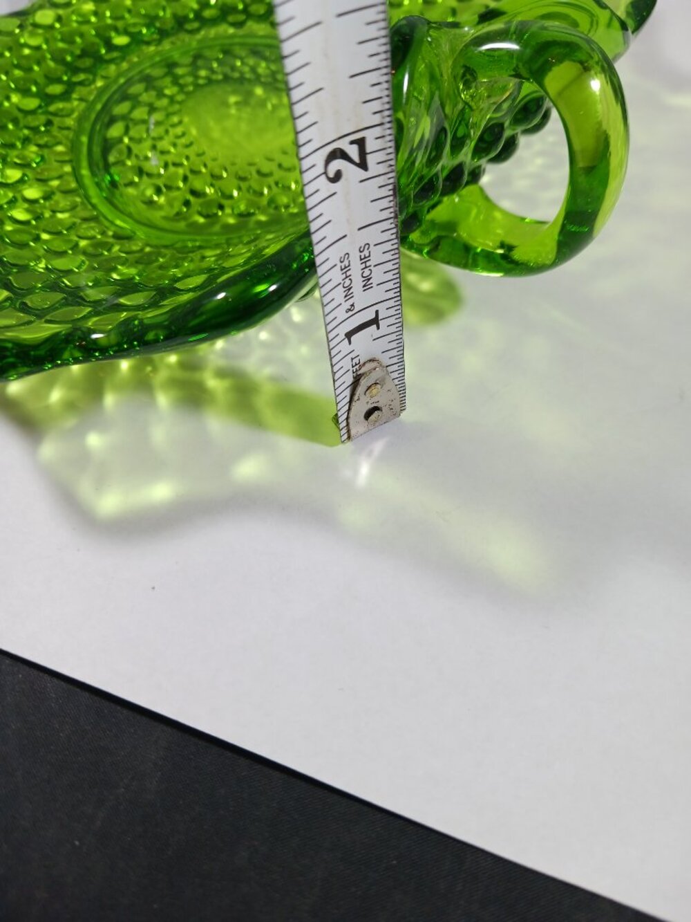 Vintage Fenton Uranium Glass Relish Dish with Handle - Springtime Green - Picture 6 of 7